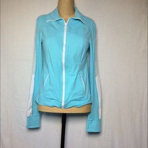 Trina Turk Recreation Light Blue Mesh-Trim Jacket